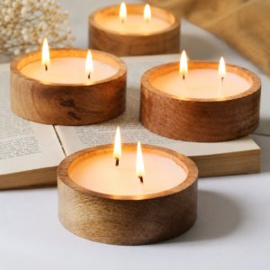 Handmade Wooden Dough Bowl Soy Wax Candle
