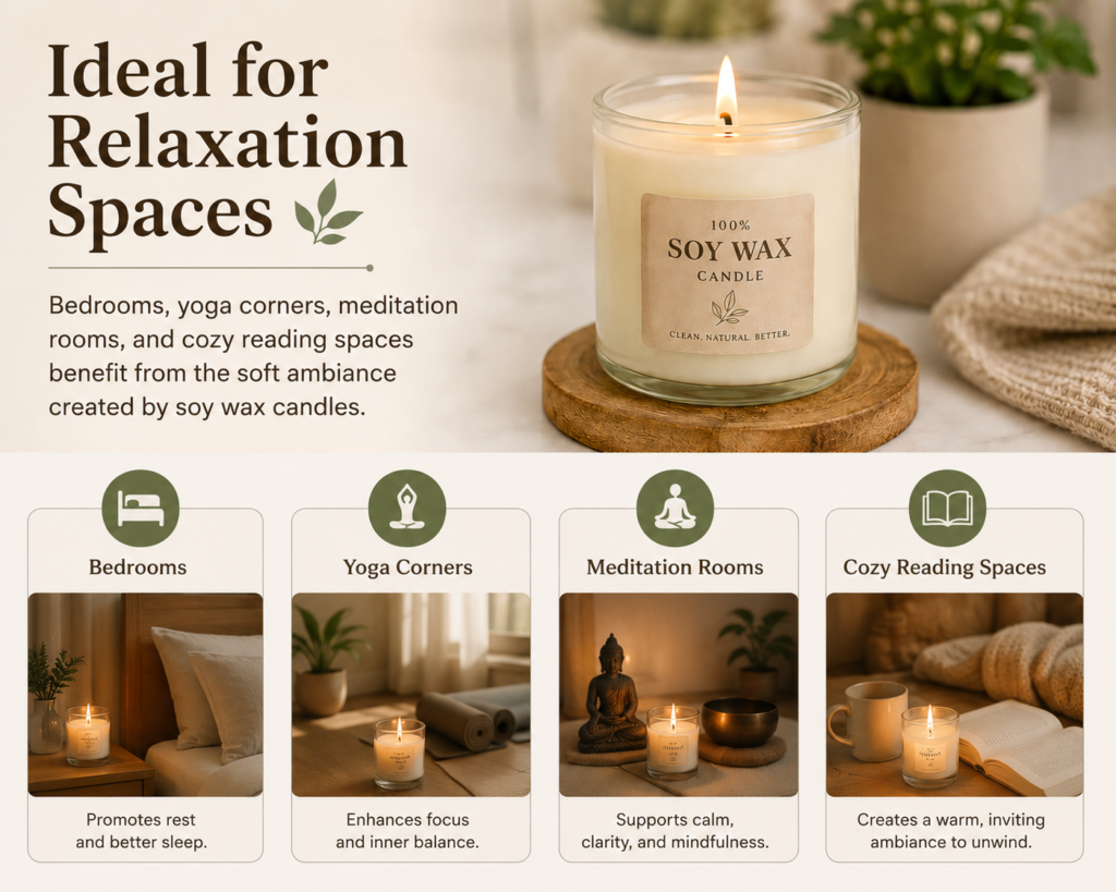 Non-toxic scented candles are ideal for relaxation spaces