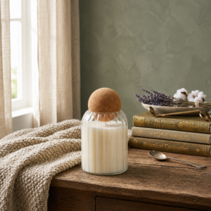 Hand-Poured Scented Candle in Glass Jar with Cork Lid