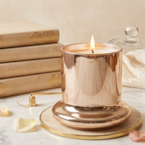Rose Gold Mercury Jar Soy Candle with Glass Cloche Lid (Euphoriya Fragrance)