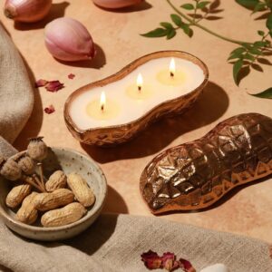 Peanut Shape Soy Wax Candle | Gold Metal Jar